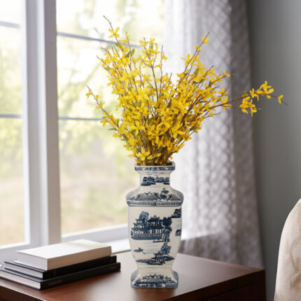 Traditional Chinoiserie Stoneware Ceramic Vase Handcrafted Decorative Accent with Timeless Design for Classic Interiors, Elegant and Stylish Home Decor Statement Piece - Chic Decora