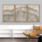Tree Ring Rustic Oak Wood Farmhouse Decor Neutral Modern Organic Framed Canvas 3 Piece Print Art - Image 6