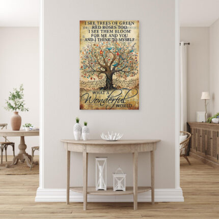Tree What A Wonderful World Lyrics – 1 Piece Recta ” Tree What A Wonderful World Lyrics – 1 Piece Rectangle Graphic Art Print On Wrapped Canvas “ - Chic Decora