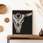 Tribal Longhorn Skull Black - Image 2