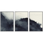 Triptych Faded Gradient Zen Ink Dots Abstract Framed Canvas Art 3 Pieces Painting Print Wall Decor - Image 3