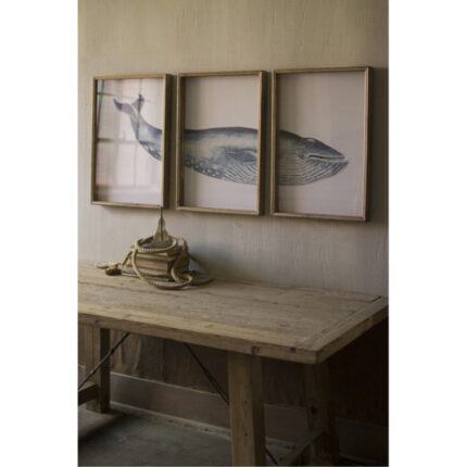 Triptych Framed Whale Print Under Glass - Chic Decora