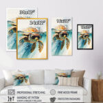 Turtle With Glasses In The Ocean III - Turtle Wall Art - Image 4