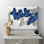 Tyrion Gouache Sapphire on Gray VI - Painting Print on Canvas