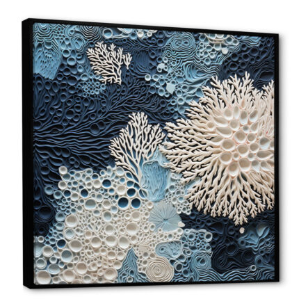 Under Water Blue And White Corals Collage – Coastal Wall Art - Chic Decora
