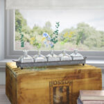 Urmas Decorative Rectangular Metal Tray with Handles and 5 Glass Vases - Image 2