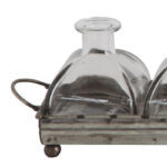 Urmas Decorative Rectangular Metal Tray with Handles and 5 Glass Vases - Image 3