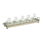 Urmas Decorative Rectangular Metal Tray with Handles and 5 Glass Vases - Image 7