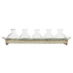 Urmas Decorative Rectangular Metal Tray with Handles and 5 Glass Vases - Image 8
