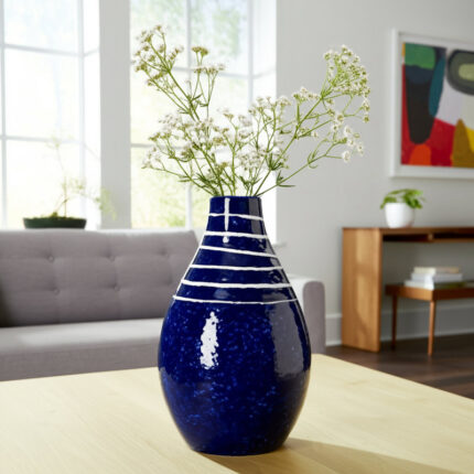 Vase Ceramic Stoneware Glossy 10″ Modern Home Office Bedroom Living Room Decor - Chic Decora