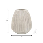 Vase Wood Grooved Carved Texture 8.5" White Decorative Accent for Home Office Bedroom Living Room - Image 5