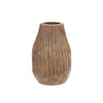 Vase Wood Grooved Carved Texture 8.5" White Decorative Accent for Home Office Bedroom Living Room - Image 2