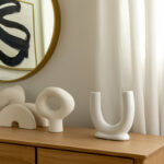 Vases Stoneware Ceramic Sculptural Arch Tube Form Modern Single Decorative Accent Vase Contemporary Curved Ceramic Stoneware Vessel for Floral Display Abstract U-Shape Statement Vase Decor - Image 3