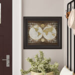 Vintage Globe Wall Art - 22" x 26" - Dark Chocolate Frame