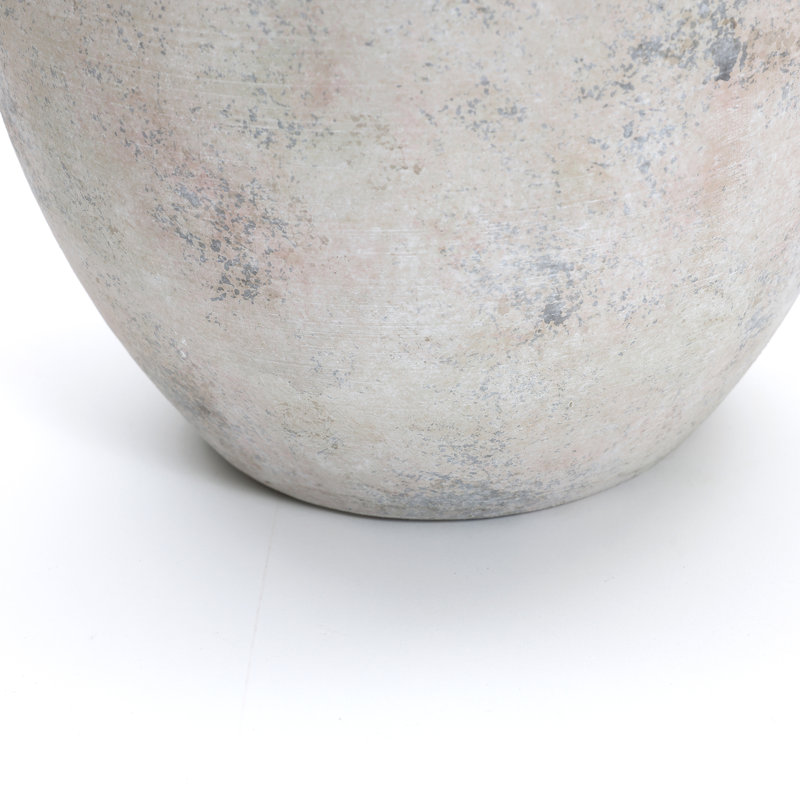 Vintage Mutli-Color Gray and White Terracotta 11-Inch Round Amphora Vase with Handles - Image 3