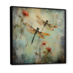 Vintage Painting Of Dragonfly Flying - Dragonfly Wall Art - Image 2