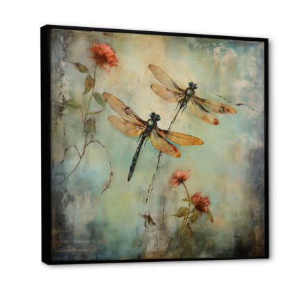 Vintage Painting Of Dragonfly Flying – Dragonfly Wall Art - Chic Decora