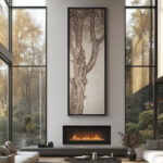 Vintage Pine Tree Drawing Classic Country Rustic Artwork - Extra Large Framed Wall Art Canvas Print