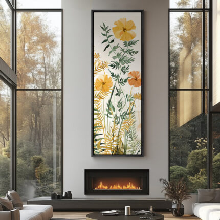 Vintage Pine Tree Drawing Classic Country Rustic Artwork – Extra Large Framed Wall Art Canvas Print - Chic Decora