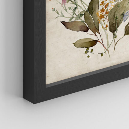 Vintage Wildflowers Bouquet Antique Botanical Floral Pictures Framed Paper 4 Pieces Print Wall Art - Chic Decora