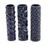 Vogelsang Ceramic Decorative Dark Blue Vase with Varying Patterns Set - Image 2