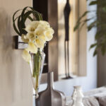 Wall Mount Amphora Vase on Iron Sconce with Finials