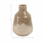 Warm Rustic Ceramic Table Vase for Home Decor, Decorative Flower Vase with Glazed Finish and Timeless Shape, Perfect for Displaying Fresh or Faux Floral Arrangements in Any Room - Tan & Cream - Image 4