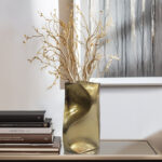 Warner Pinched Metal Vase, Gold