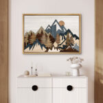 Western Wood Effect Landscape 3D Illusion Mountain Rustic Pictures Framed Canvas Print Wall Art - Image 5