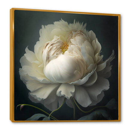 White Blossoming Peony On Black I – Peony Wall Art - Chic Decora