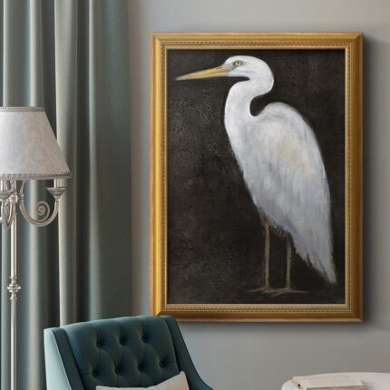 White Heron Portrait II ” White Heron Portrait II Premium Framed Canvas- Ready To Hang “ - Chic Decora