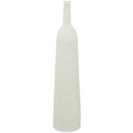 White Metal Grooved Decorative White Vase - Image 2