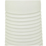 White Metal Grooved Decorative White Vase - Image 3