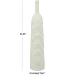 White Metal Grooved Decorative White Vase - Image 5