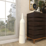 White Metal Grooved Decorative White Vase - Image 6