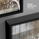 White Tree Branch With Leaves On Wood Effect Background Large Pictures Framed Canvas Print Wall Art - Image 5