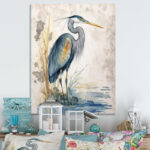 Whylie Heron By The Waterside Watercolour I - Heron Canvas Art