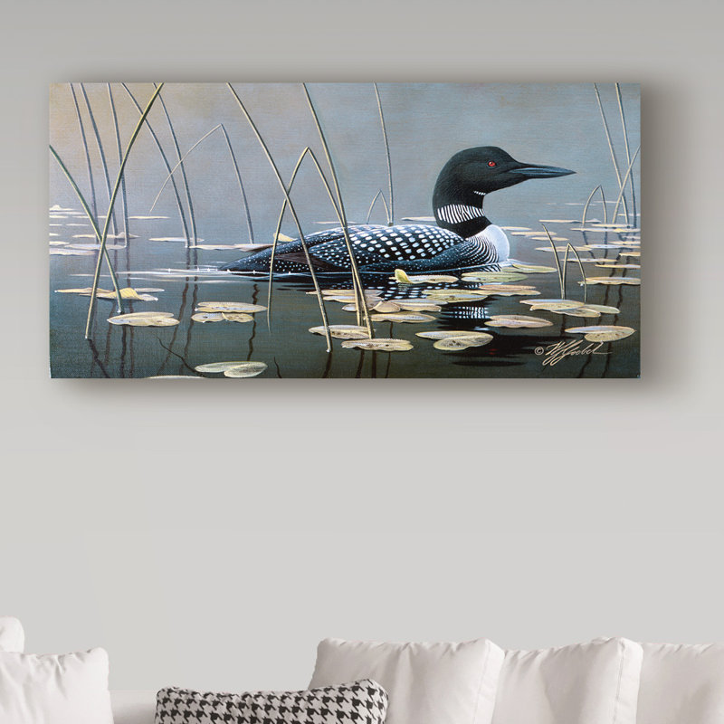 Wilhelm Goebel ” Loon In Reeds ” by Wilhelm Goebel Painting Print - Chic Decora
