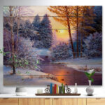 Winter Forest in River - Landscapes Print on Wrapped Canvas