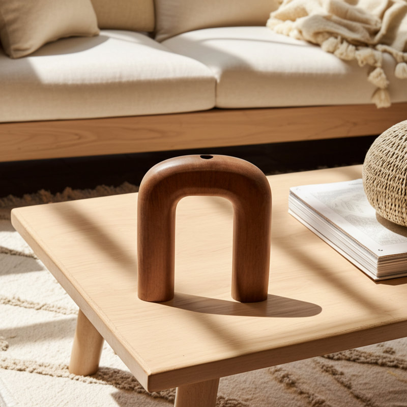 Wood Vase Mango Wood Arch Shape Modern Minimalist Design - Chic Decora