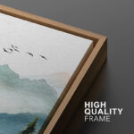 Woodland Forest Landscape Watercolor Pastel Mountain Range Pine Tree Forest Landscape Framed On Canvas 3 Piece Print Wall Art - Image 8