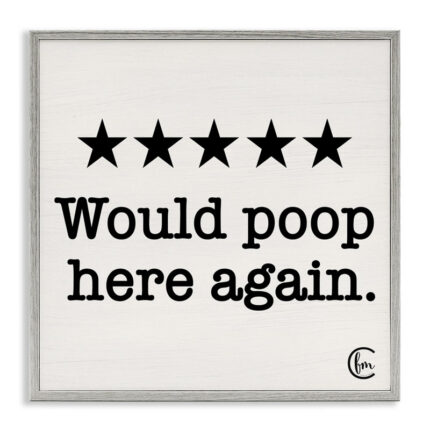 Would Poop Here Again by Penny Lane Publishing – Floater Frame Textual Art Print - Chic Decora
