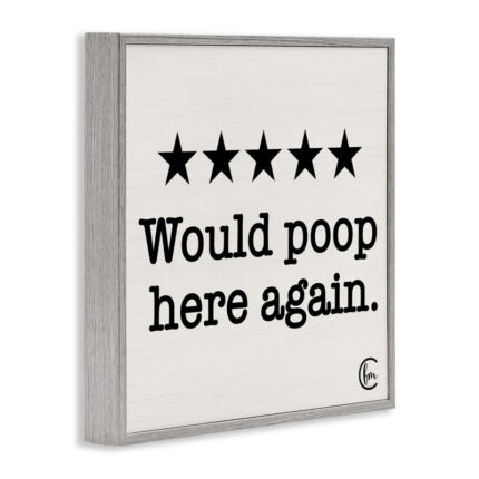 Would Poop Here Again by Penny Lane Publishing – Floater Frame Textual Art Print - Chic Decora