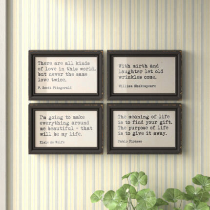 Wynne Wood Framed Wall Decor with Quotes - Chic Decora