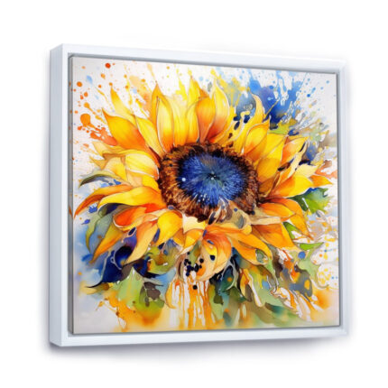 Yellow Blue Golden Cheerful Sunflowers – Floral Wall Art - Chic Decora