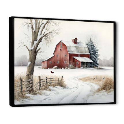 Yellow Church During Winter I – Religious Landscape Canvas Art - Chic Decora