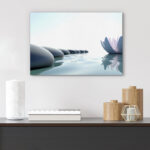 Zen Stones Serene Spa Massage White Water Lily Photograph Pictures Canvas Print Bathroom Wall Art - Image 4