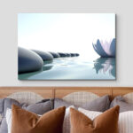 Zen Stones Serene Spa Massage White Water Lily Photograph Pictures Canvas Print Bathroom Wall Art - Image 5