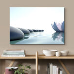 Zen Stones Serene Spa Massage White Water Lily Photograph Pictures Canvas Print Bathroom Wall Art - Image 6
