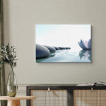 Zen Stones Serene Spa Massage White Water Lily Photograph Pictures Canvas Print Bathroom Wall Art - Image 7